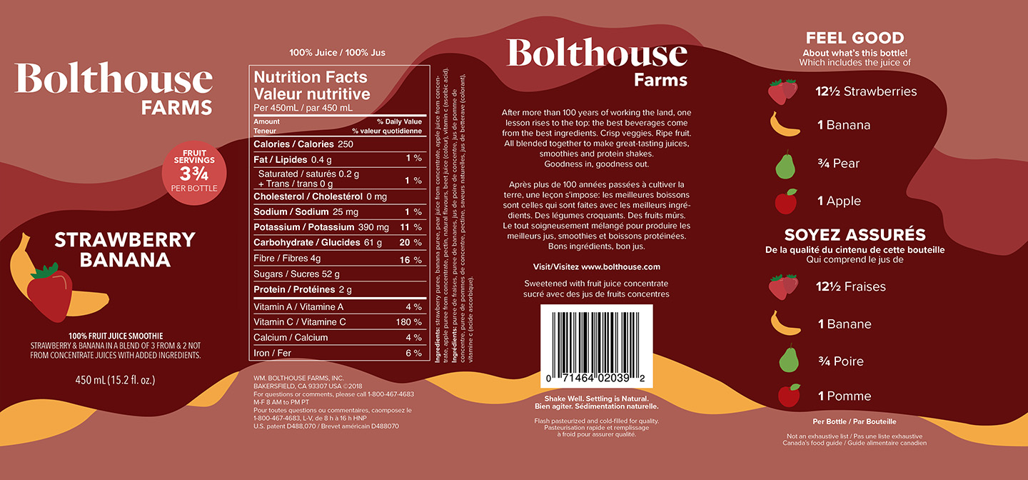 Full redesigned label for the smoothie.